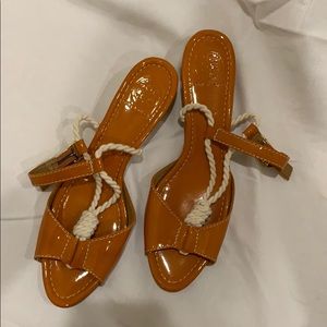 Tory Burch Orange Low Heel Sandals Size 9.5